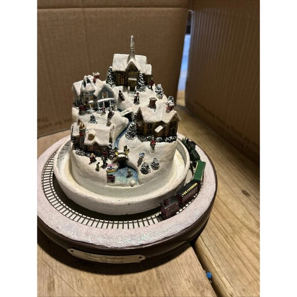 Thomas Kinkade White Christmas Snowman Train By Bradford Exchange Tested Works - Picture 1 of 3